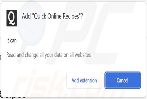 Quick Online Recipes Adware