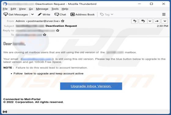 We Are Closing All Mailbox Users Email Truffa