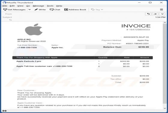 Apple Invoice Email Truffa