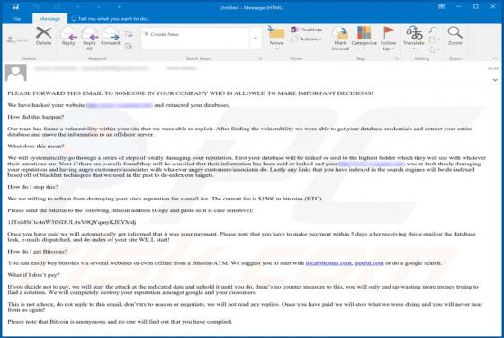 We Have Hacked Your Website Email Truffa