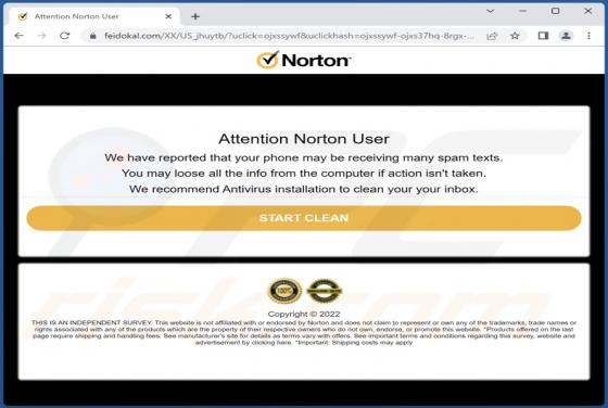Norton - Your Phone May Be Receiving Many Spam Texts POP-UP Truffa