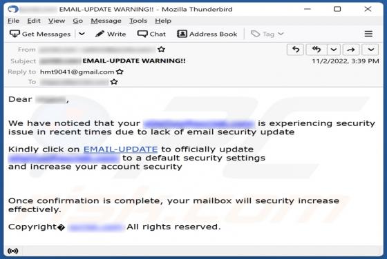 Email Security Update Truffa