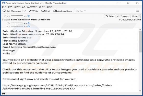 DMCA Copyright Infringement Notification Email Virus