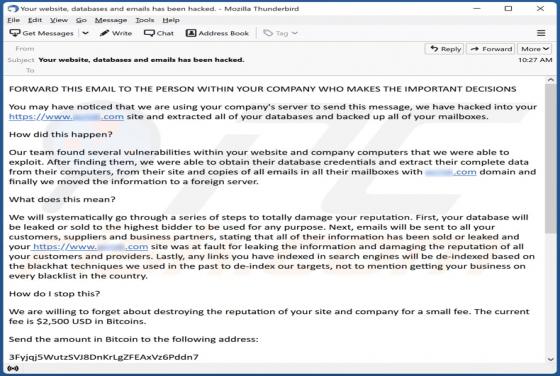 We Are Using Your Company's Server To Send This Message Email Truffa