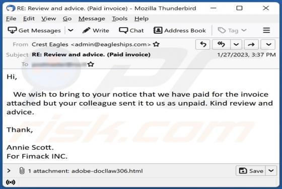 Paid/Unpaid Invoice Email Truffa
