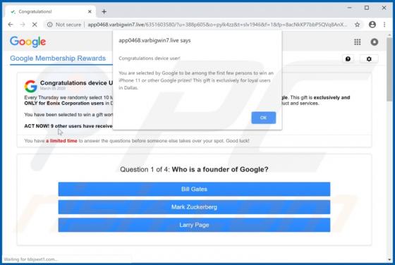 Congratulations Device User! POP-UP Truffa