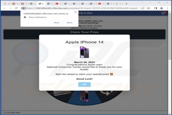 Apple iPhone 14 Winner POP-UP Truffa