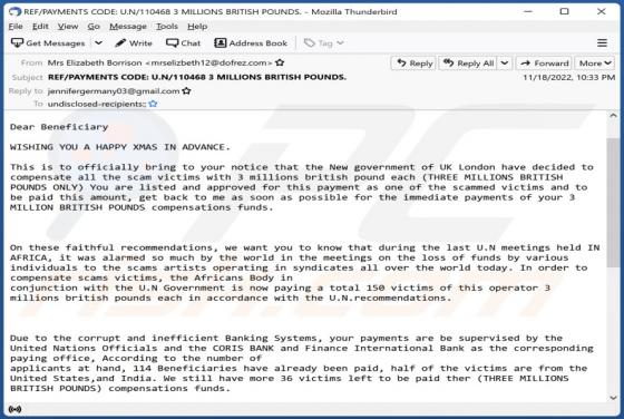 Scam Victim Compensation Funds Email Truffa