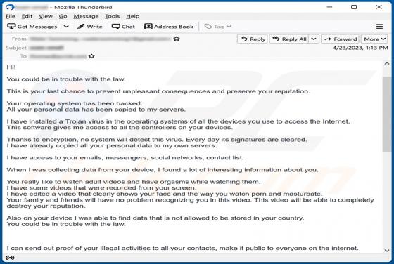 You Could Be In Trouble With The Law Email Truffa