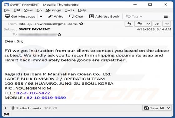Reconfirm Shipping Documents Email Truffa
