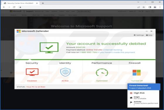 Your Account Is Successfully Debited POP-UP Truffa