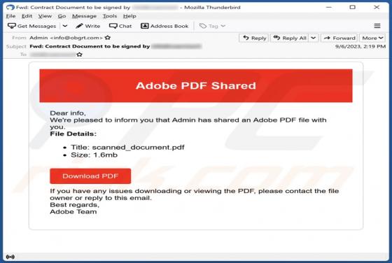 Adobe PDF Shared Email Truffa