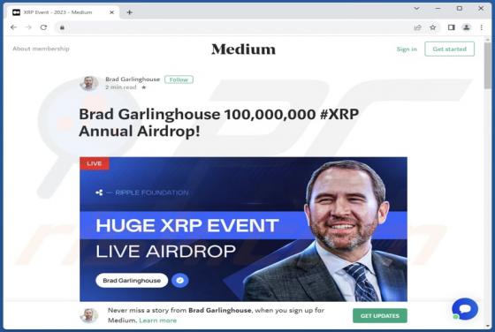 Brad Garlinghouse Crypto Giveaway POP-UP truffa