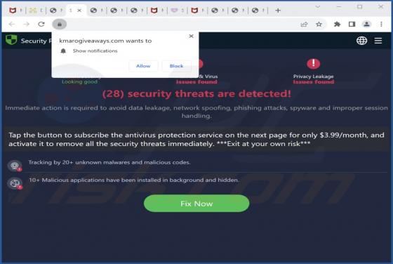 Security Protection Center POP-UP Truffa