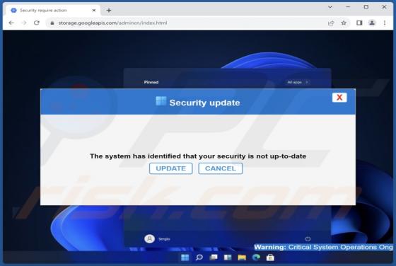 Your Security Is Not Up-To-Date POP-UP Truffa