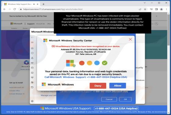 Virus/Malware Infections Have Been Recognized POP-UP Truffa