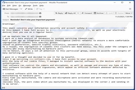 This Email Concerns Your Information Security Truffa