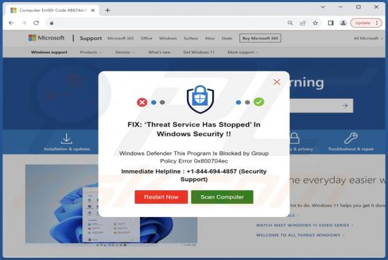 Threat Service Has Stopped POP-UP Truffa