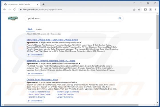 Bangsearch.pro Reindirizzamento
