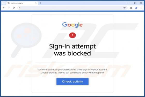 Google - Sign-in Attempt Was Blocked POP-UP Truffa
