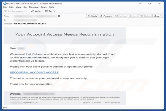 Your Account Access Needs Reconfirmation Email Truffa
