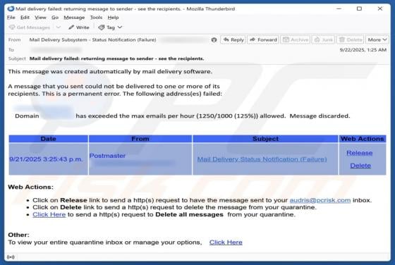 Domain Has Exceeded The Max Emails Per Hour Truffa