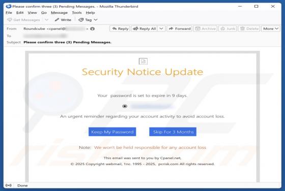Security Notice Update Email Truffa