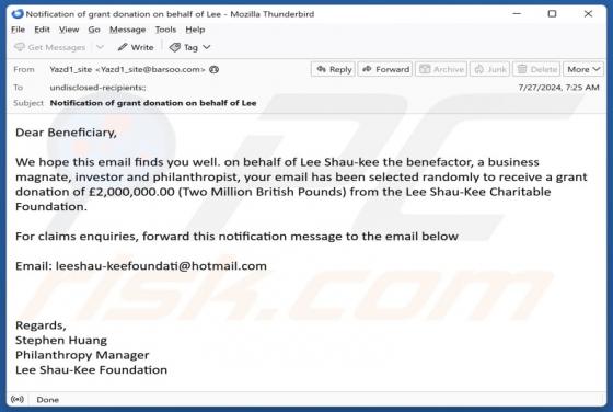 Lee Shau-Kee Charitable Foundation Email Truffa