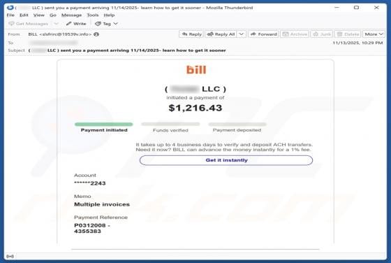 Bill Holdings - Initiated Payment Email Truffa