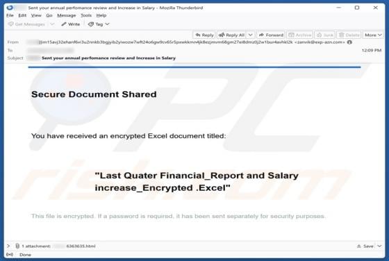 Truffa via email Secure Document Shared