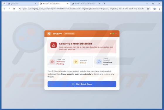 TotalAV - Security Threat Detected POP-UP Truffa