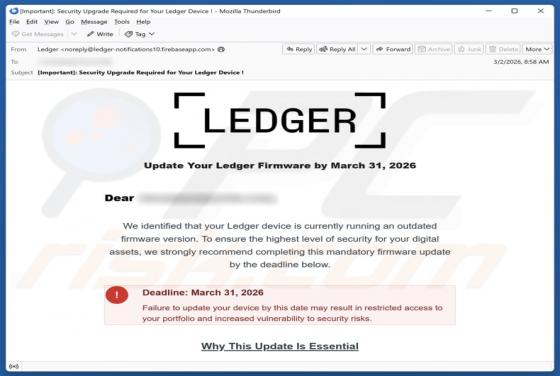 Truffa via email Update Your Ledger Firmware