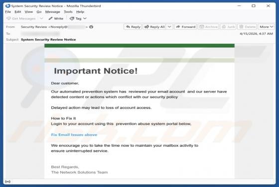 Content Or Actions Conflict With Our Security Policy truffa via email