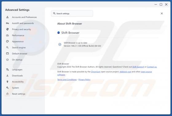 Shift applicazione indesiderata