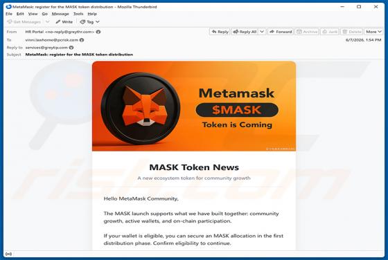 MetaMask ($MASK) Token Allocation truffa via email