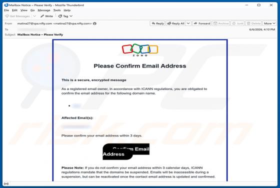 Zoho Email Address Verification truffa