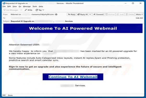 AI Powered Webmail truffa