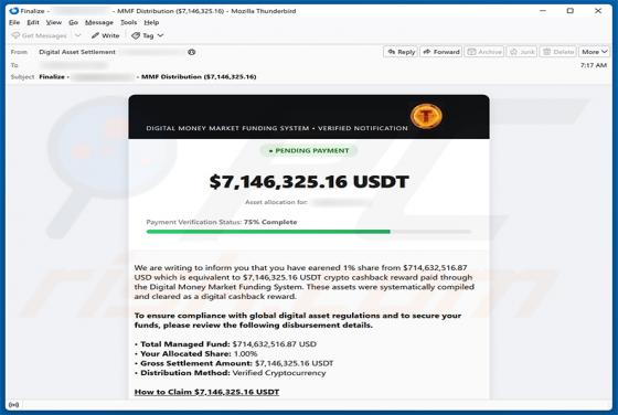 Crypto Cashback Reward truffa via email