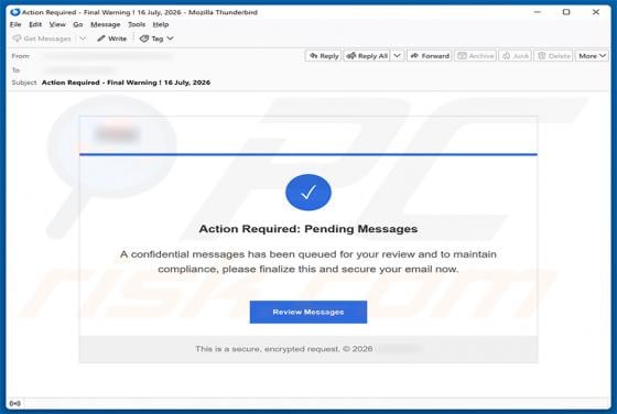 Confidential Messages Queued truffa via email
