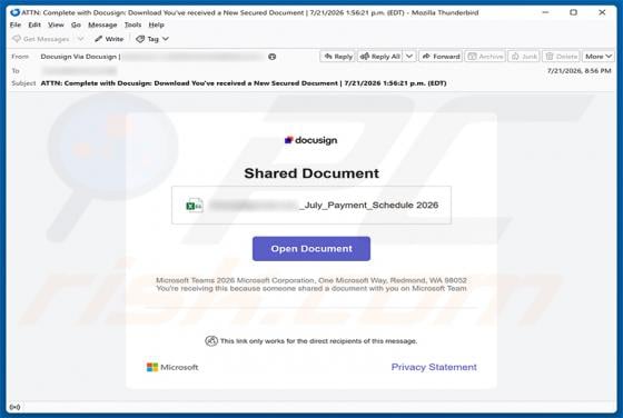 DocuSign - Shared Document virus email