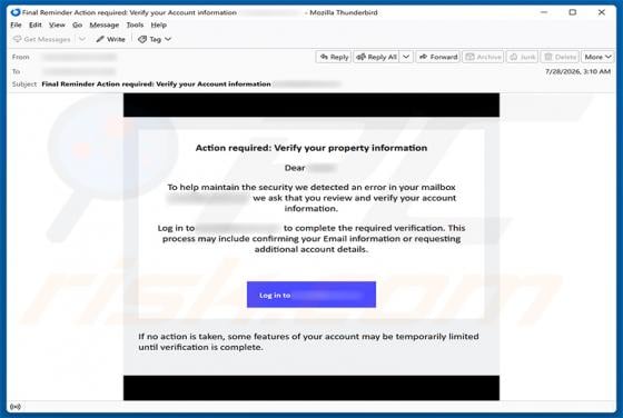 Verify Your Email Property Information truffa