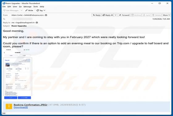 Trip.com Booking Confirmation Email Virus