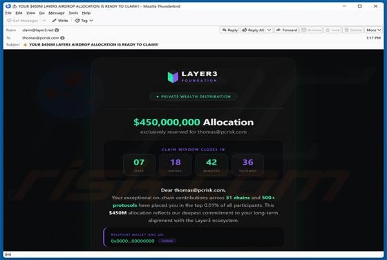 Layer3 Airdrop truffa via email