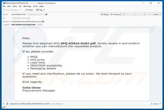 Confirmation Of Request For Quotation (RFQ) truffa via email