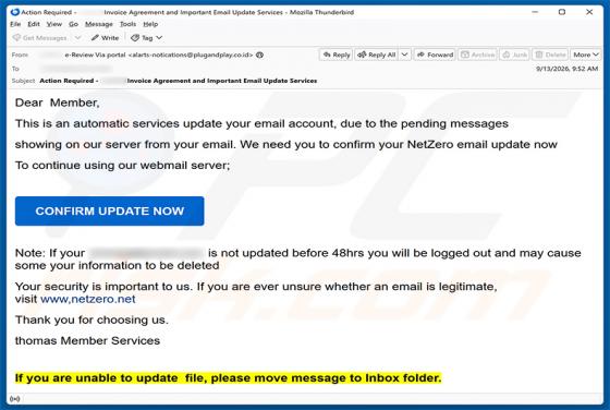 NetZero Email Update truffa