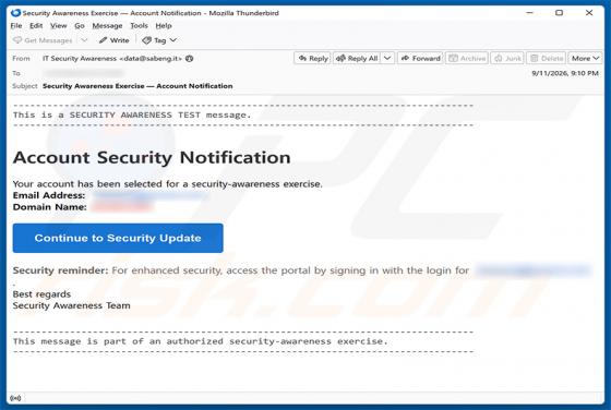 Security Awareness Exercise truffa via email