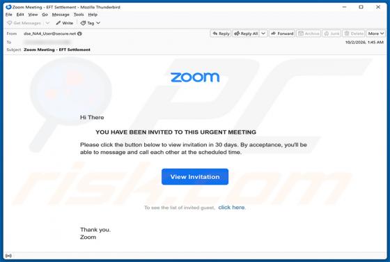 Zoom Meeting Invitation virus via email