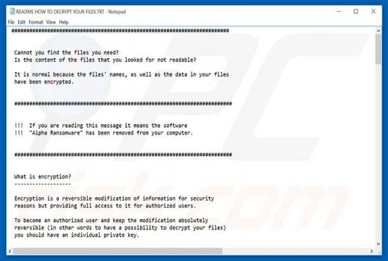 Alpha (Alfa) Ransomware