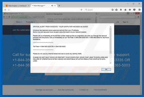 CRITICAL ALERT FROM WINDOWS Truffa