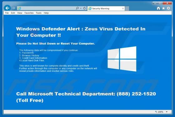 Windows Defender Alert Truffa